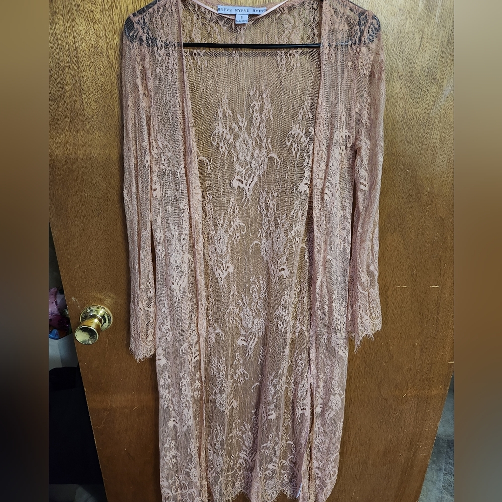 Blush lace duster